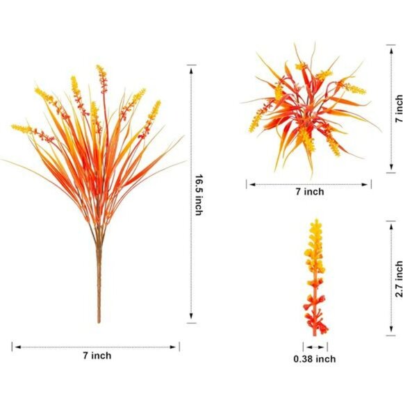 Orange Faux Outdoor Plants UV Resistant Fall Flowers for Porch Patio Window Box - Picture 2 of 8